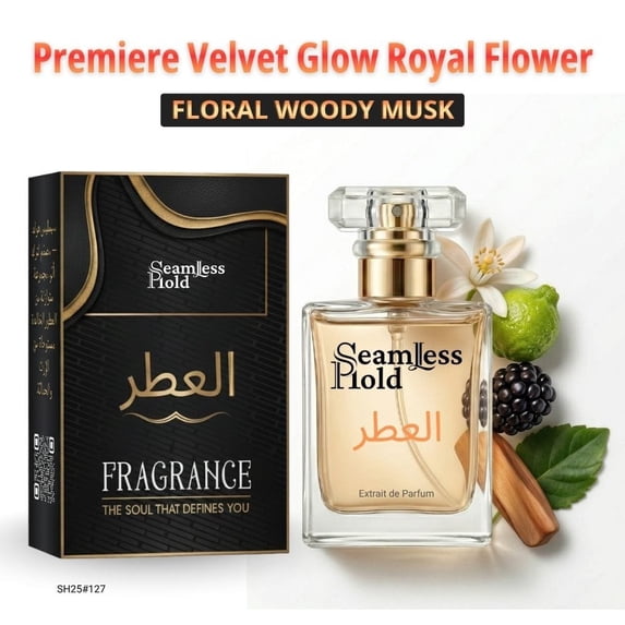 Seamless Hold Premiere Velvet Glow Royal Flower White Floral Citrus Musk Perfume for Women Parfum | Inspired Luxury Fragrance | Long-Lasting Scent - 1 oz (30 ml)