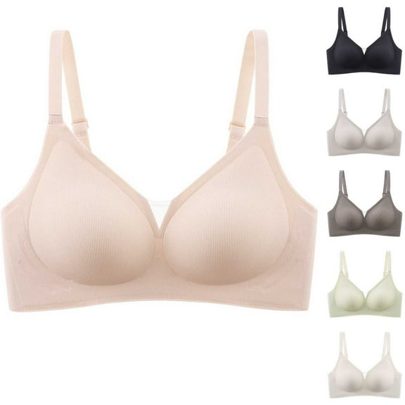 Seamless Jelly Bra Women's Solid Color Thin Bra Comfortable Daily Wear Front Button Design for Sports Yoga Sleep Black,L