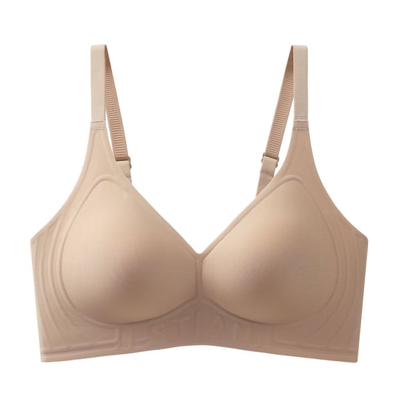 Seamless Jelly Bras for Women Women's Wireless Bras, Stretchy Wirefree T-Shirt Bra, Seamless Bra, Full Coverage Padded Bras No Underwire(C-Beige,XL)