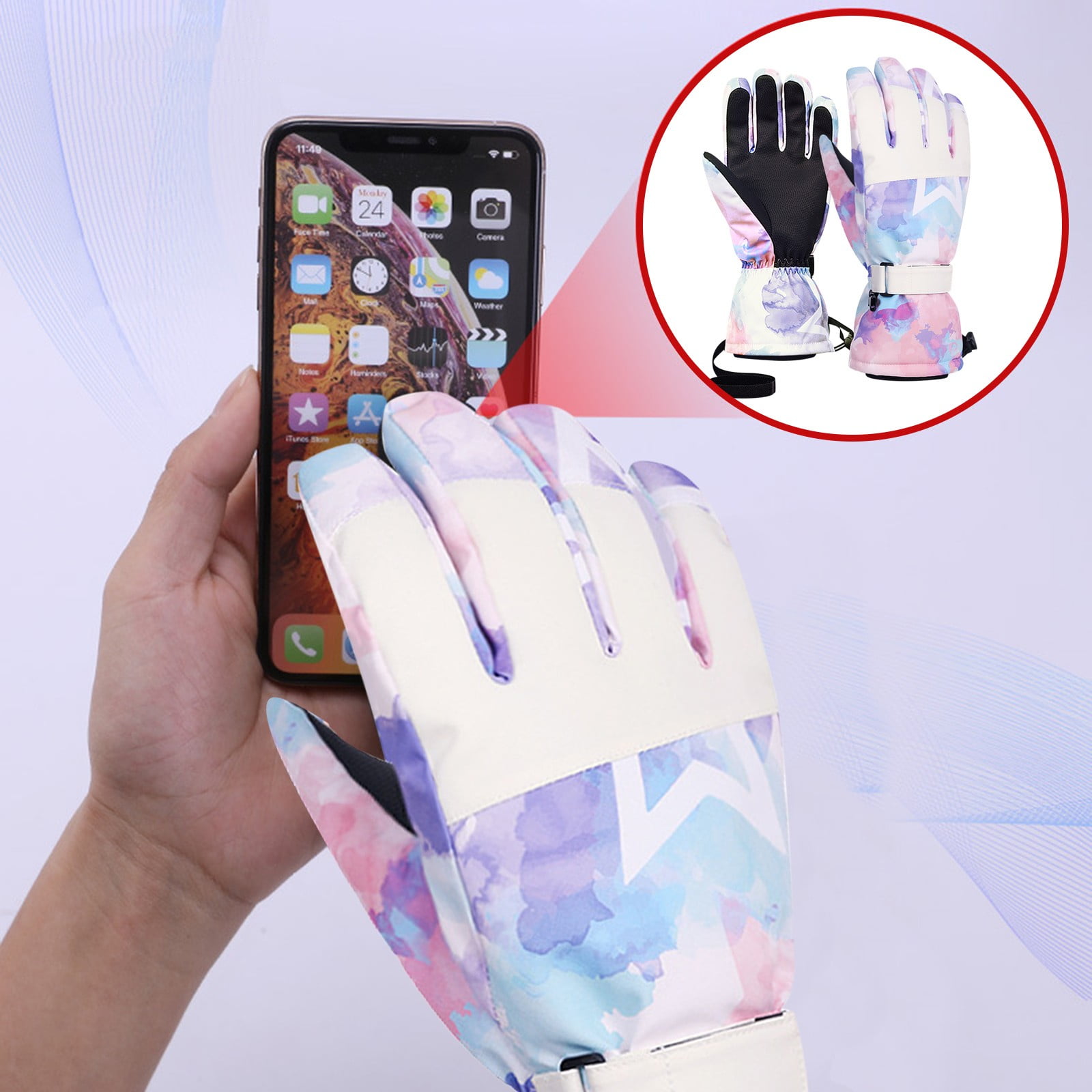 Seamless Knit Nylon Gloves Men's And Women's Ski Gloves Winter Warm