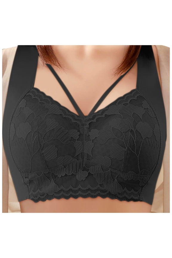 Seamless Lace Bras For Women Wirefree Comfortable Mesh Padded Soft Back Smoothing Bra Sports Bras for Girls Pack of Bra Womens Wireless Bras Women's Sports Bras High Support Small Sports Bra No Show