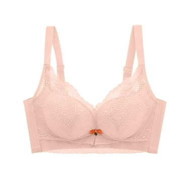 Seamless Lace Bras for Women Wirefree Full Coverage Push Up Mesh Padded Underwire Unlined Smoothing Everyday Bra,Pink 1,38 B