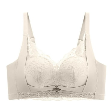 Seamless Lace Bras for Women Wirefree Full Coverage Push Up Mesh Padded Underwire Unlined Smoothing Everyday Bra,White 2,40 C