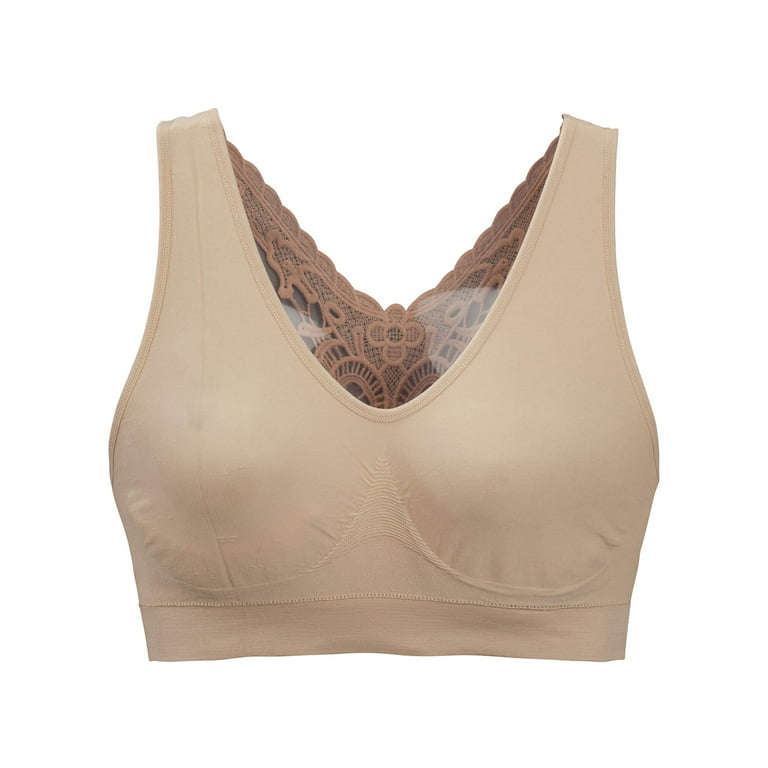 Womens Unlined Underwire Bra with Lace Embroidery Sports Bra Non Removable  Pads, Beige, Small : : Clothing, Shoes & Accessories