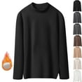 thumbnail image 1 of Seamless Layering Shirts for Women Autumn Winter Warm Long Sleeve Shirt Fleece-Lined Top with Round High Neck Thermal Blouses Women's Cozy Sweater Plus Size M-5XL, 1 of 5