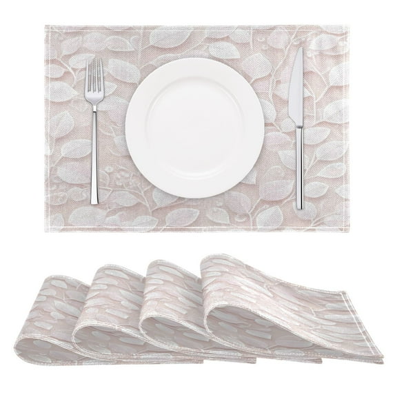 Seamless Leaves Pattern Reversible Placemat Non Slip Coffee Mat 18x12 Inch for Dining, Kitchen, Coffee