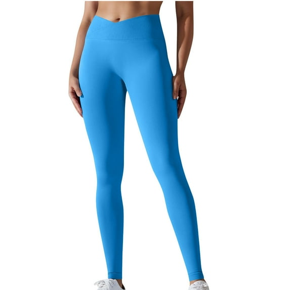 Seamless Leggings for Women Casual Hidden Butt Lifting Scrunch Workout Leggings for Women Crossing High Waist Solid Color Yoga Pants No Front Seam Soft Yoga Pants Gym Athletic Tights