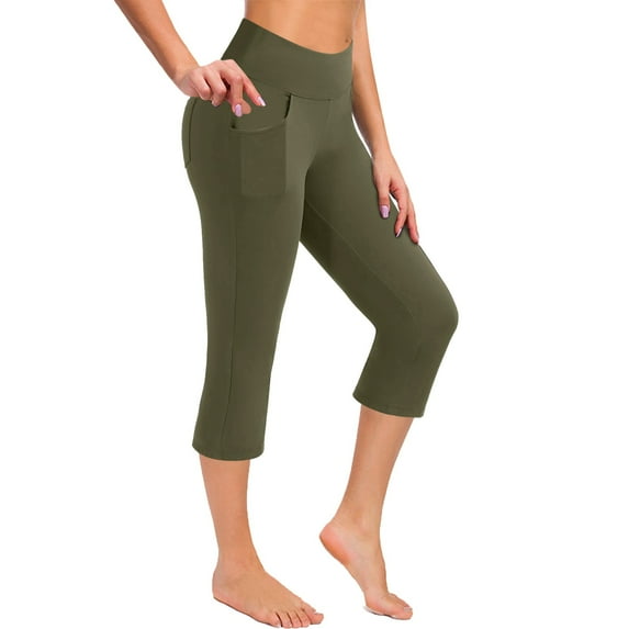 Seamless Leggings for Women Casual Capri Green L