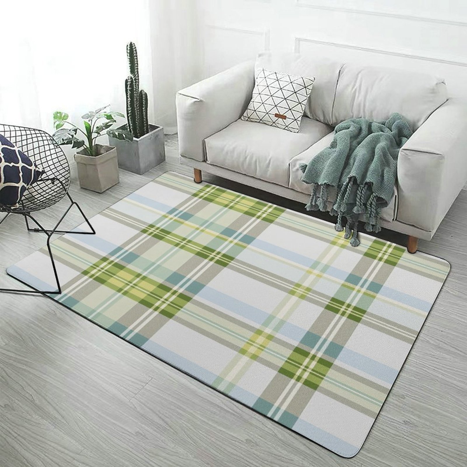 Seamless Light Blue And Green Tartan Plaid Pattern with Cream And Olive ...
