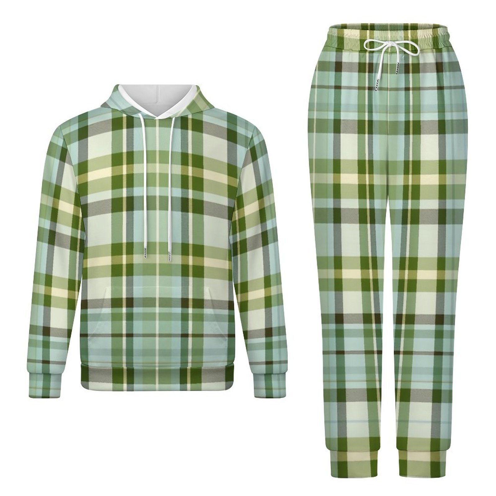 Seamless Light Blue And Green Tartan Plaid Pattern with Cream And Olive ...
