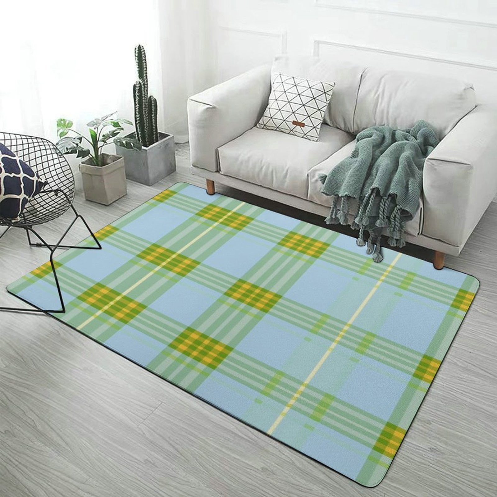 Seamless Light Blue And Green Tartan Plaid Pattern with Cream And Olive ...