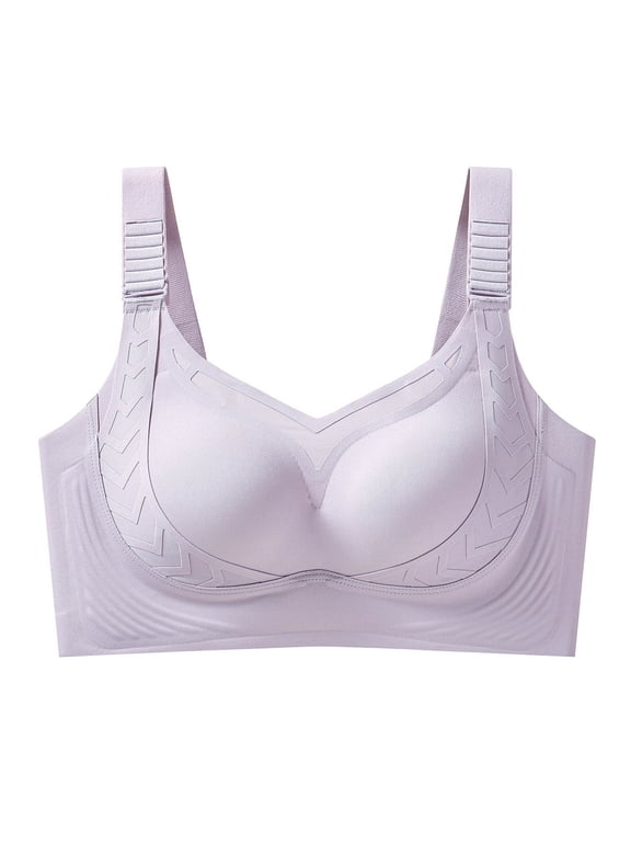 Seamless Light Lift Up Bra For Full Figure Side Coverage Shaping Comfort Underwire Non-PurpleM