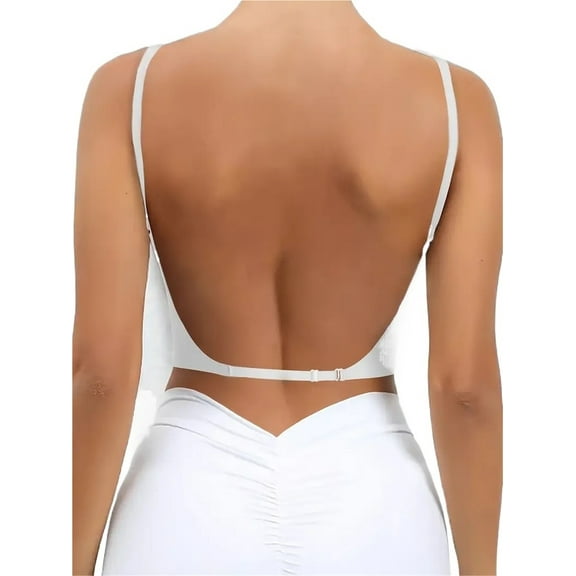 Seamless Low Back Bra Wireless Padded Bralette Thin Straps Comfort Backless Cross Multiway Convertible Bras