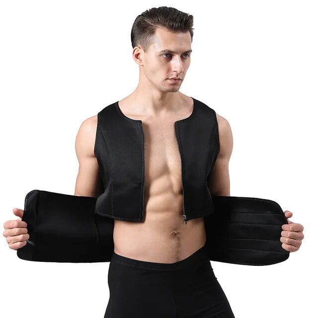 Seamless Men Body Shaper Vest Waist Trainer Double Belt Sweat Corset ...