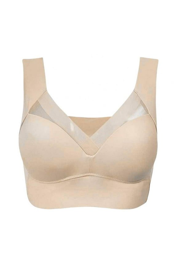 Seamless Mesh Lace Bras for Women Wirefree Comfortable Padded Lift Push Up Thin Soft Back Smoothing Bra