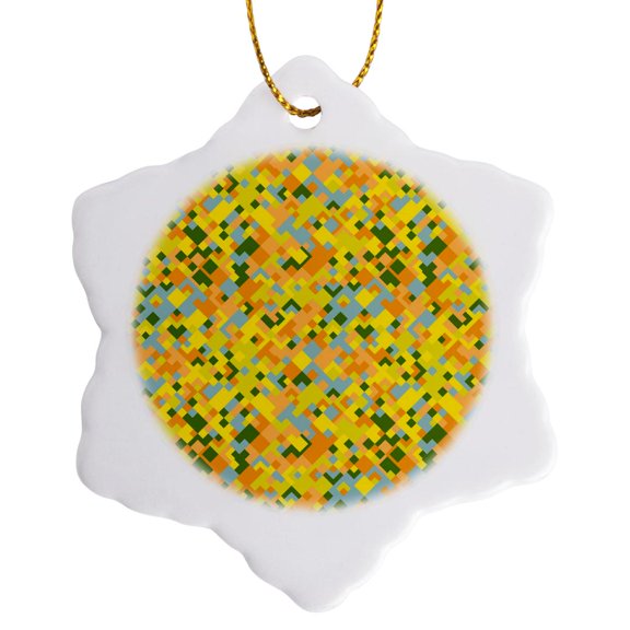 3drose, Seamless Mosaic Pattern Background - Abstract Vector Design, 3 inch Snowflake Porcelain Ornament