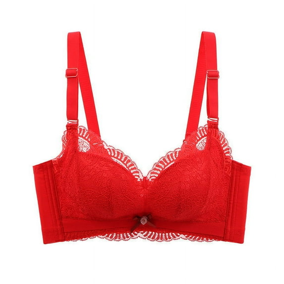 Seamless No Wire Bras for Women Comfortable Bras Female Bras Padded Sports Bras Wire-Free Style W-1434 , Lace Bras Red m