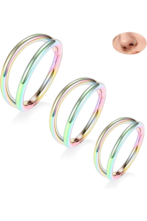 Seamless Nose Hoop Rings 316L Surgical Steel Double Cartilage Helix Conch Piercing Jewelry Ear Hoop Earrings Septum Jewelry Septum Clicker Ring Daith Rook Tragus Lip Jewelry