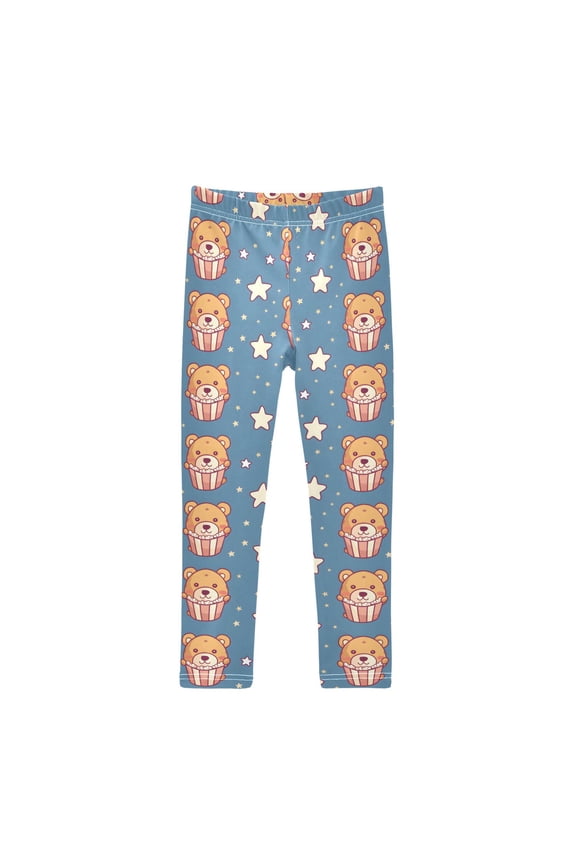 Seamless Of Cute Teddy Bear Printed Leggings Yoga Pants for in 4t to 10t