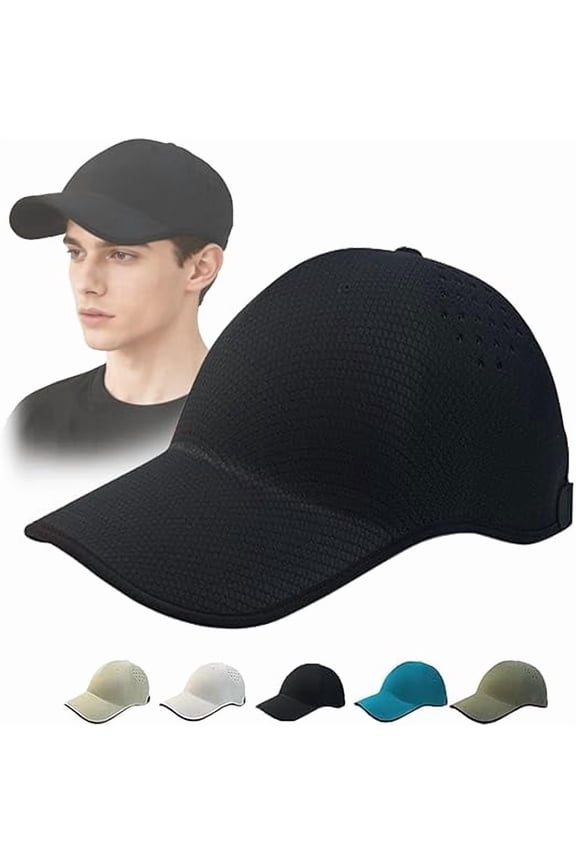 Seamless Packable Lightweight Sports Baseball Cap – Quick‑Drying & Breathable Hat, Washable Sun Hat for Tennis, Travel, Outdoor Activities (Black)-dh