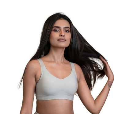Seamless Padded Support Bra for Women Nylon & Spandex, Thick & Adjustable Straps, Back Hook Closure (US, Alpha, Large, Plus, Regular, Mint)