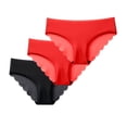 thumbnail image 1 of Bwndum Seamless Panties Womens 3 Pack Red, No Show Underwear Low Rise, Scalloped Edge Breathable Polyester S-XXL,Size S, 1 of 4