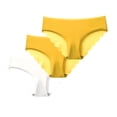thumbnail image 1 of Bwndum Seamless Panties Womens 3 Pack Yellow, No Show Underwear Low Rise, Scalloped Edge Breathable Polyester S-XXL,Size M, 1 of 4