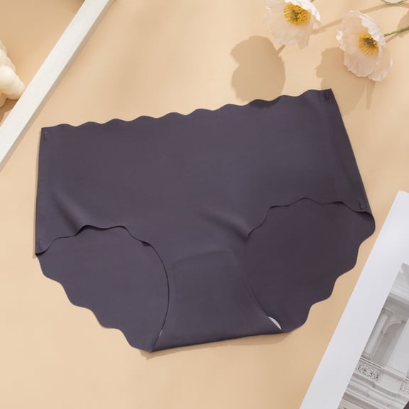 Seamless Panties for Women, Stretchy Ice Silk Feel Breathable Underwear, Chafing-Free Invisible Design for Tight Clothing and Office Wear Dark Gray L