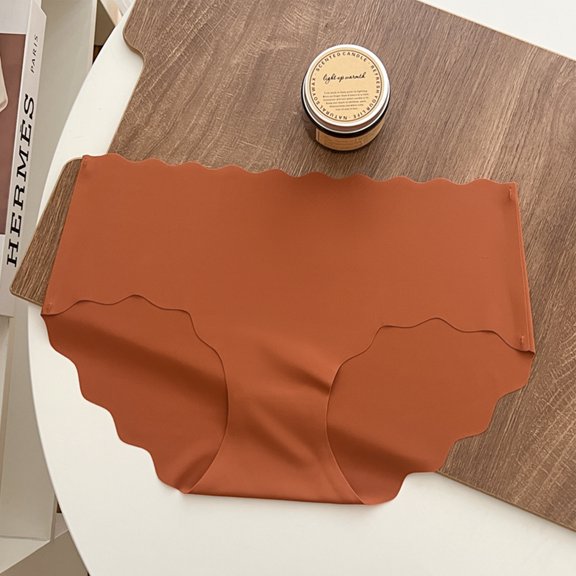 Seamless Panties for Women, Stretchy Ice Silk Feel Breathable Underwear, Chafing-Free Invisible Design for Tight Clothing and Office Wear Ginger XL