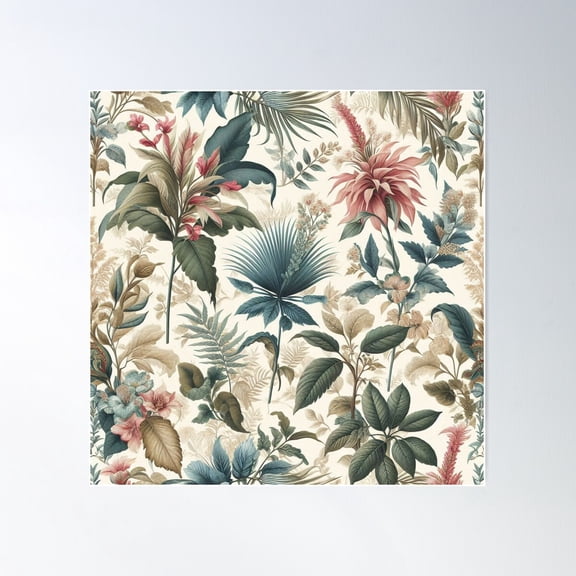 Seamless Pattern Botanical Poster Wall Art, Modern Wall Decor For Living Room Bedroom, 30x30 UNFRAMED