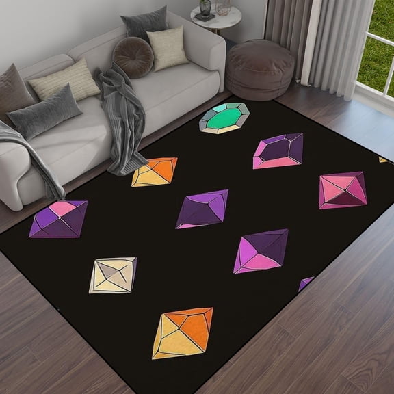 Seamless Pattern Crystals Diamonds Gemstones Texture For Banners Area Rug Outdoor Patio Rug Play Mat Modern Floor Carpet Non-Slip Home Decor Living Room 3x4ft