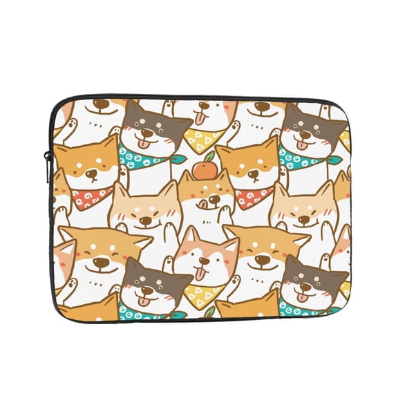 Seamless Pattern with Cute Shiba Inu Dog Portable Laptop Sleeve Compatible with MacBook Air Notebook Computer Case for Men Women College School Students