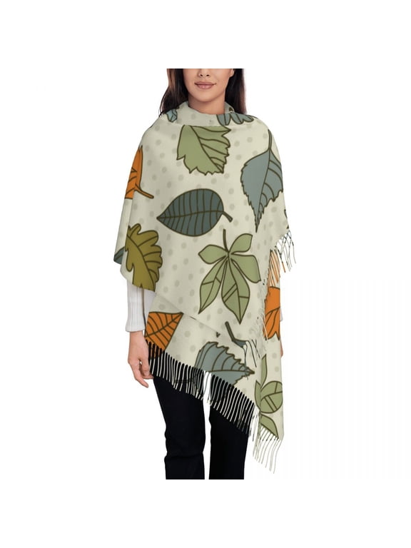 Seamless Pattern Leaf Autumn Leaf Background Women's Pashmina Shawl Wraps Fringe Scarf Long Large Scarf