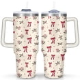 thumbnail image 1 of Seamless Pattern Red Bowknot and Holly 40 Oz Tumbler with Handle Lid and Straw Stainless Steel Double Walled Vacuum Insulated Cup Merry Christmas Gifts Tumbler for Women Men Friends Outdoor Indoor, 1 of 6