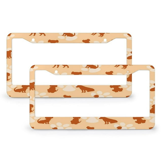 Seamless Pattern With Different Breeds Of Dogs License Plate Frames 2