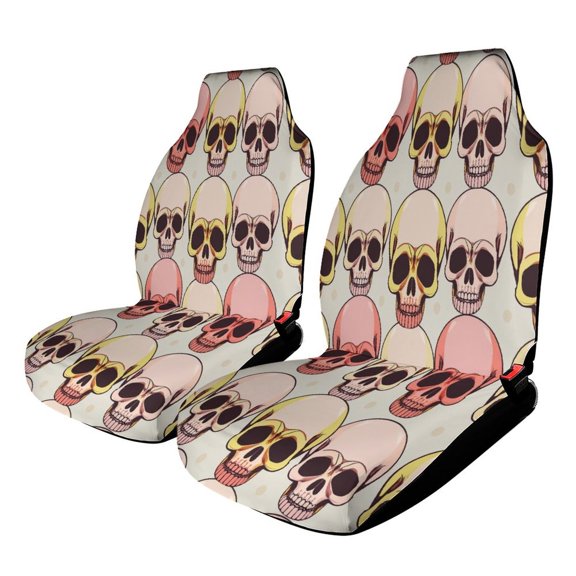 Seamless Pattern with Colorful Skulls — 插圖 (3) Car Seat Covers Car Accessories 2PCS Set Soft Front Seat Protector Cover