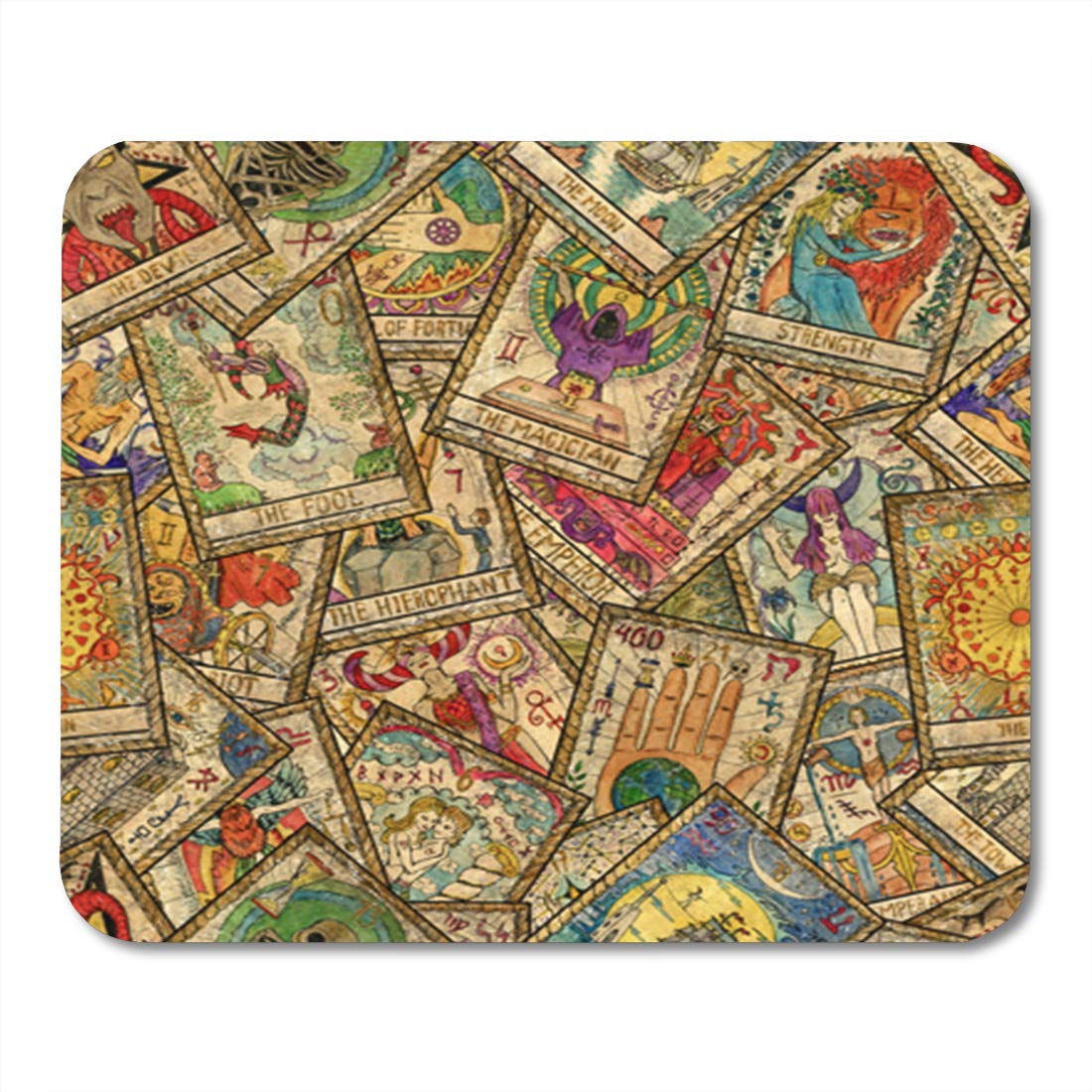 Esoteric Mouse Computer Seamless Pattern with Tarot Cards in Diagonal Layout Occult Esoteric ...