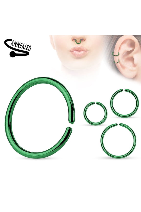 Seamless Piercing  Rings Bendable Anodized Steel Multiple Colors 20G 18G 16G