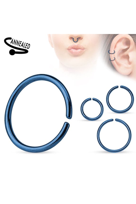Seamless Piercing Rings Bendable Anodized Steel Multiple Colors 20G 18G 16G