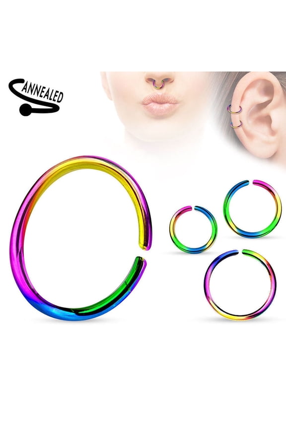 Seamless Piercing Rings Bendable Anodized Steel Multiple Colors 20G 18G 16G