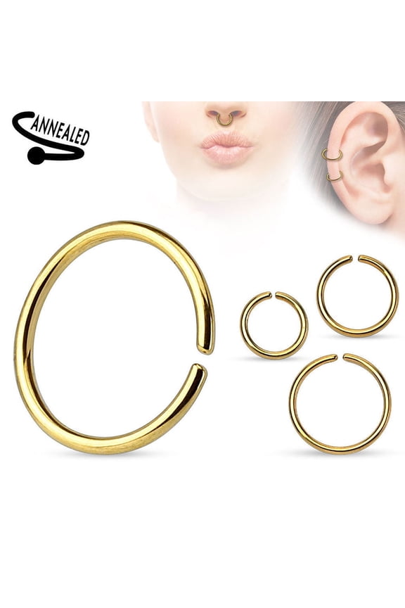 Seamless Piercing  Rings Bendable Anodized Steel Multiple Colors 20G 18G 16G