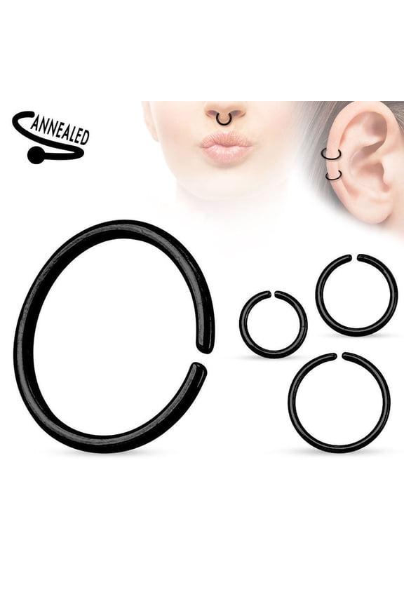 Seamless Piercing Rings Bendable Anodized Steel Multiple Colors 20G 18G 16G