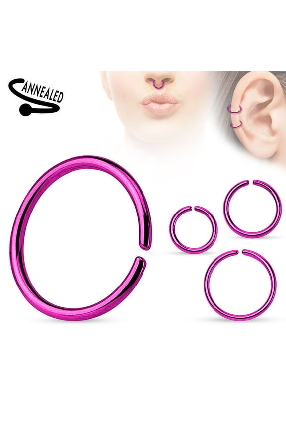 Seamless Piercing Rings Bendable Anodized Steel Multiple Colors 20G 18G 16G