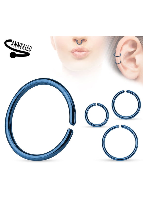 Seamless Piercing Rings Bendable Anodized Steel Multiple Colors 20G 18G 16G