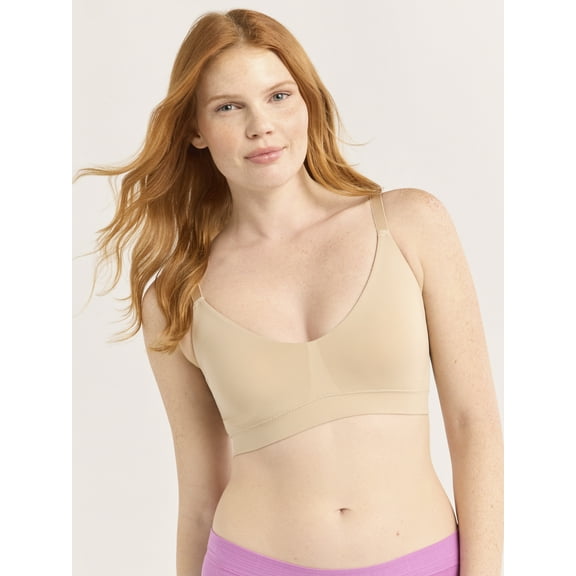 Joyspun Women's Seamless Plunge Pullover Bralette, Sizes S-3XL