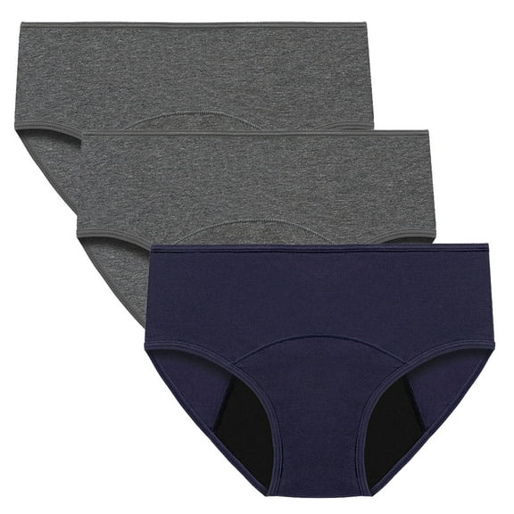 Seamless Plus Size Period Panties for Women Comfy Breathable Cotton Panties Leak Proof Menstrual Underwear 3 Pack Mid Waist Panty