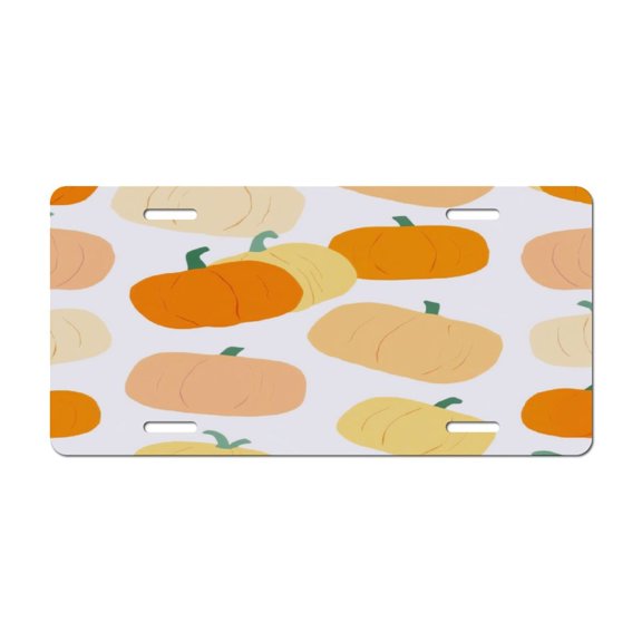 Seamless Pumpkin Pattern Background Car Decorative Front License Plate,Vanity Tag,Metal Car Plate,Aluminum Novelty License Plate for Men/Women Car,6 X 12 Inch
