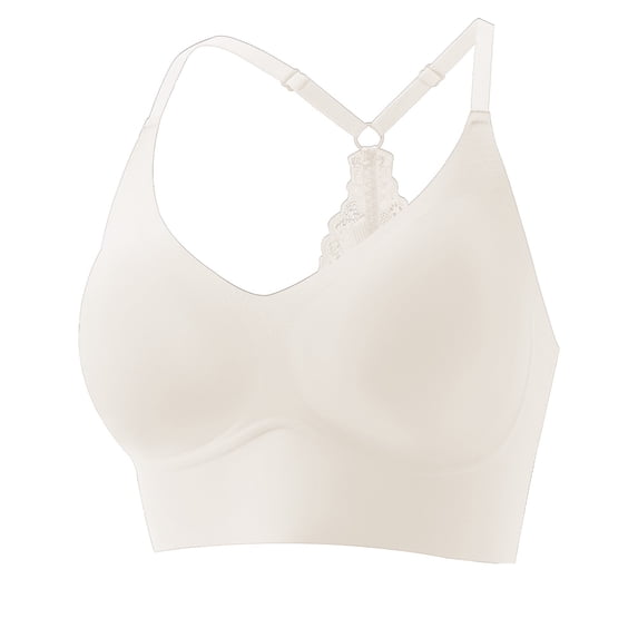 Seamless Racerback Sports Bra for Women Adjustable Strap Lace Wireless Push Up Comfort No Underwire Everyday Bras