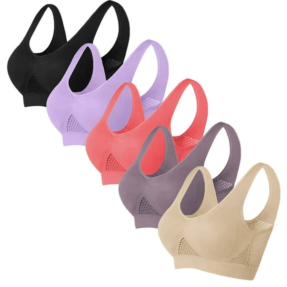 Seamless Racerback Yoga Bras, 5-Pack Plus Size Bras for Women No Underwire, Fashion Everyday Bras, XXXXL