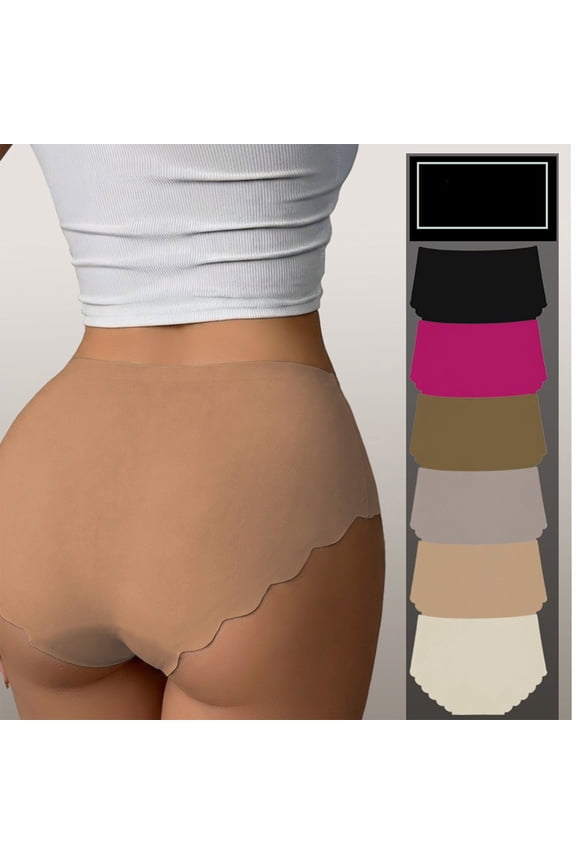 Seamless Ribbed Bikini Panties For Women With High Rise Waist And Sexy Wave Hem Design Featuring Stretchy Cheeky Coverage Green S